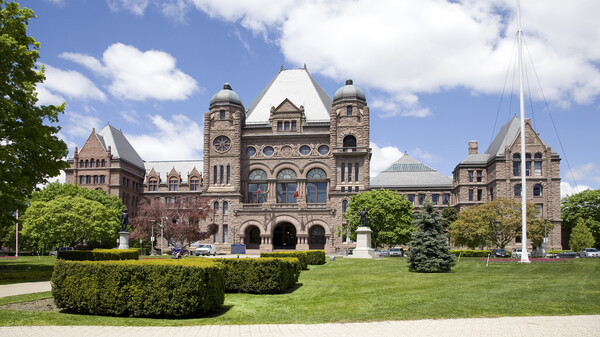 Legislative Assembly of Ontario in summer. Image courtesy of https://www.ola.org